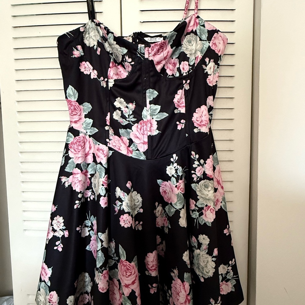 Floral Black and Pink Kids Dress